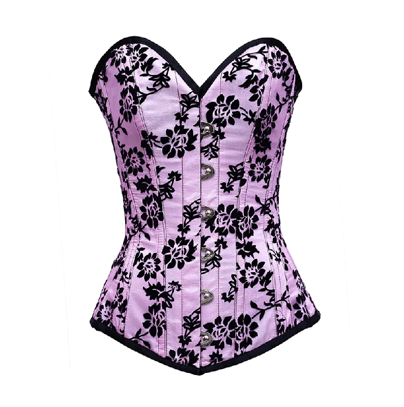 Wedding - style bustiers for bridesmaids or special eventsYanaa Pink Longline Corset In Tissue Flocking Wedding - style bustiers for bridesmaids or special eventsYanaa Pink Longline Corset In Tissue Flocking