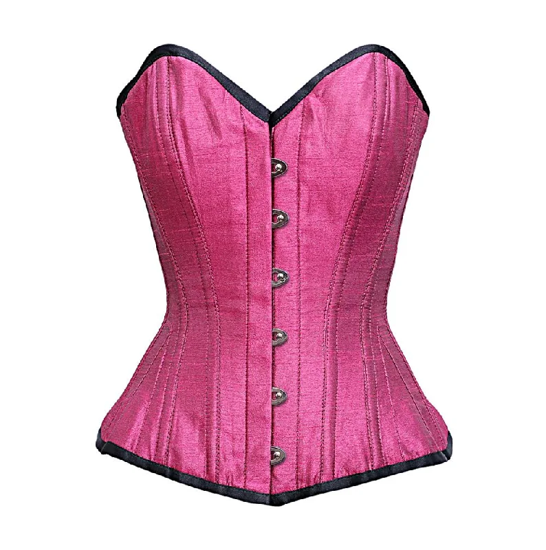 Anti - chafe bustiers for comfortable movementHaz Magenta dupion Overbust Corset