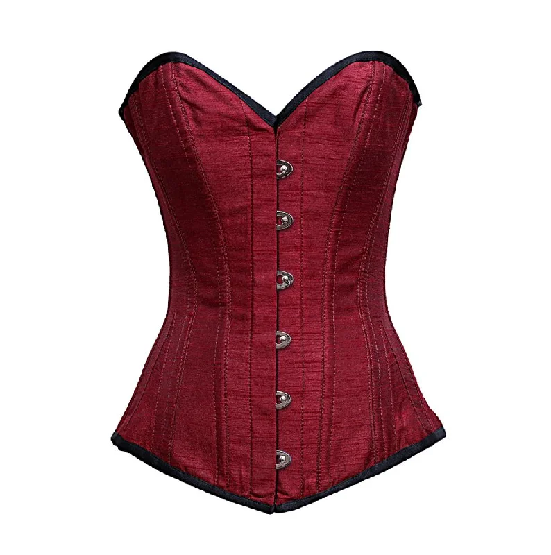 Bohemian - style corsets with tassels and embroideryAva Maroon dupion Longline Corset Bohemian - style corsets with tassels and embroideryAva Maroon dupion Longline Corset