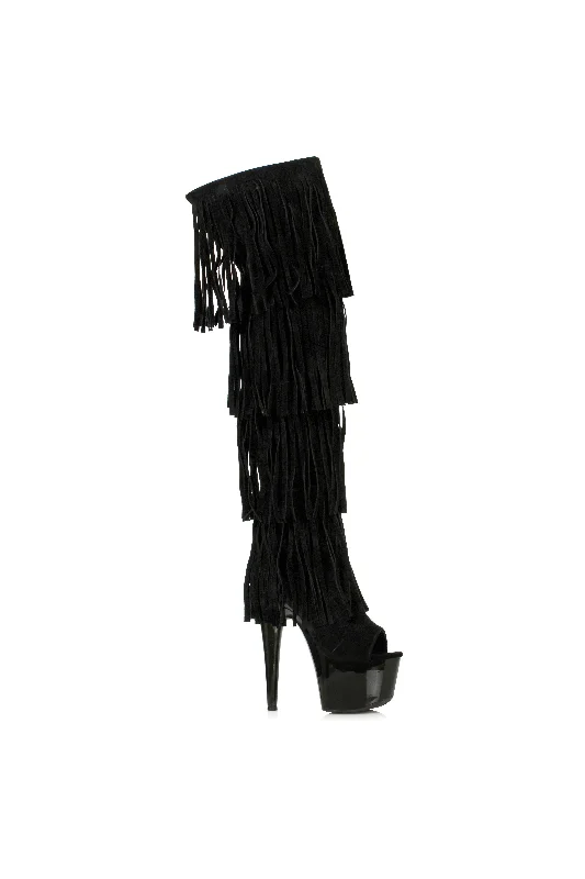 Women's Knee-High TightsEllie 709-SEQUOIA 7" Platform Thigh High Fringe Boot