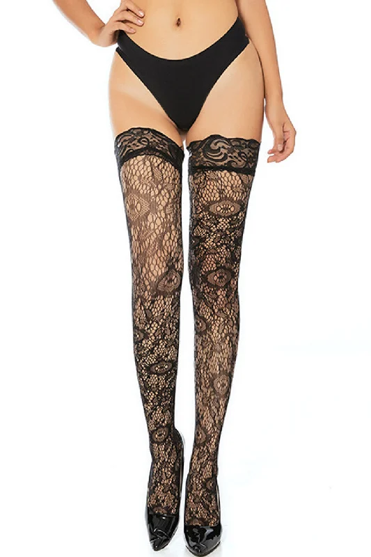 Footless Tights for WomenPatterned Fishnet Thigh Highs