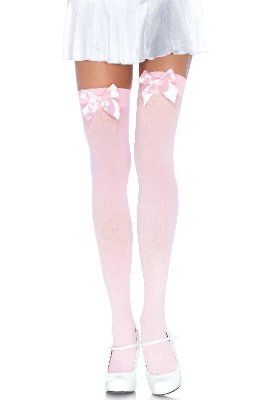 Tights with Geometric PatternsOpaque Bow Thigh High Stockings