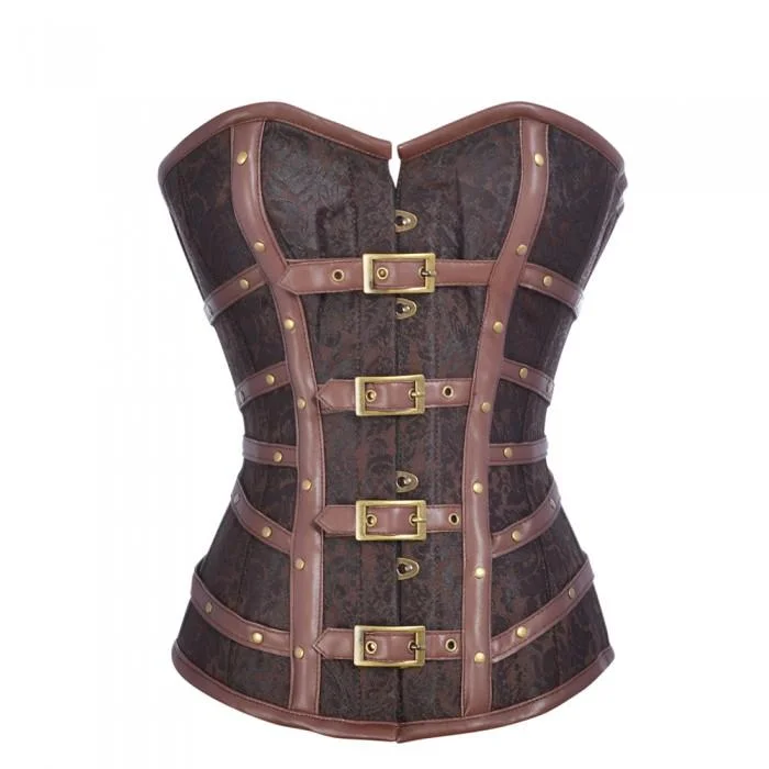 Lace - covered corsets for a feminine touchBenji Brown Steampunk Corset with Buckle Detail Lace - covered corsets for a feminine touchBenji Brown Steampunk Corset with Buckle Detail