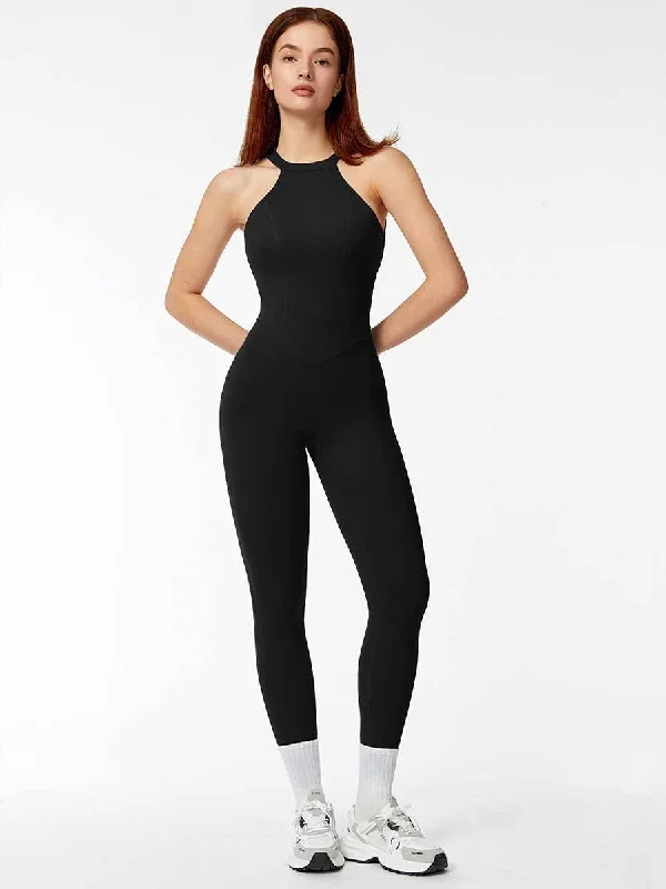 Women's Lingerie with Embroidery DetailsOpen Back Sleeveless Activewear Jumpsuit