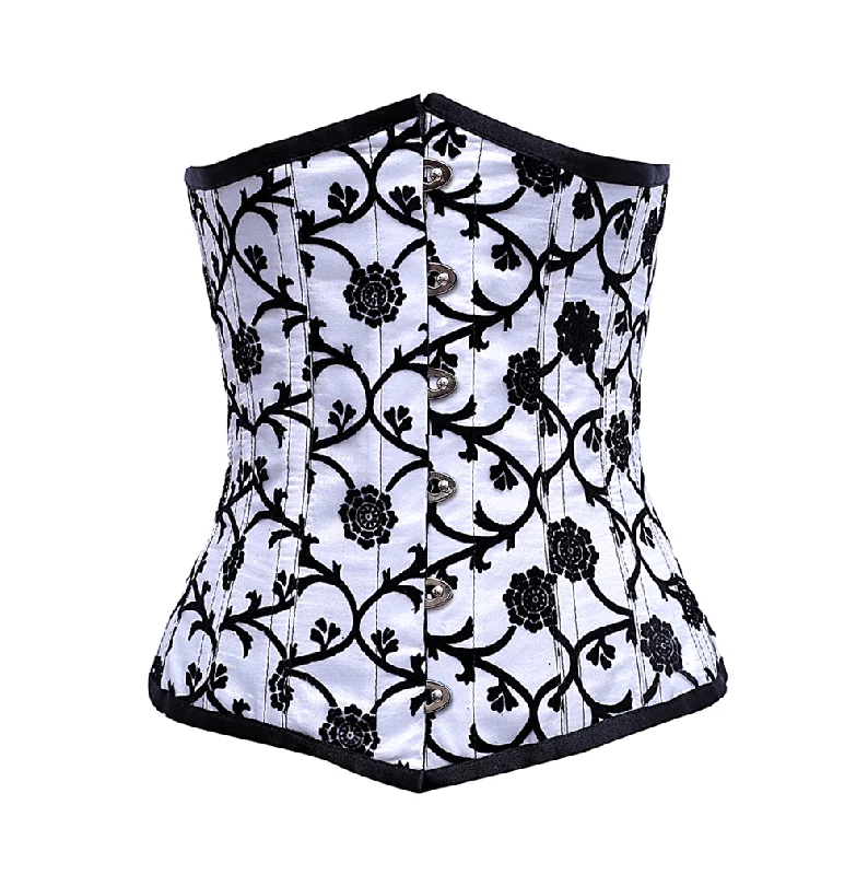Floral - patterned corsets for a romantic and spring - like feelLynx White Corset With Tissue Flocking Floral - patterned corsets for a romantic and spring - like feelLynx White Corset With Tissue Flocking