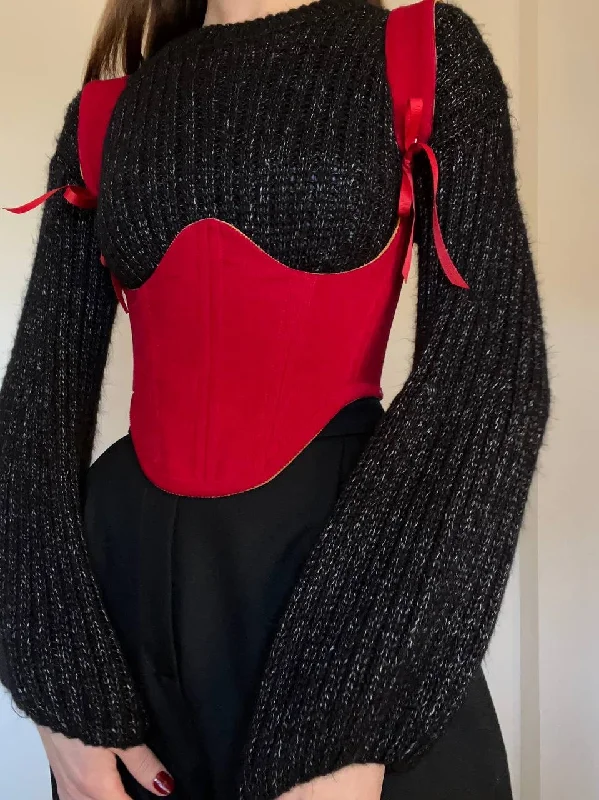 Hollywood - glamour bustiers for a red - carpet effectReversible red/mustard underbust corsage with removable shoulder straps, xs-s Hollywood - glamour bustiers for a red - carpet effectReversible red/mustard underbust corsage with removable shoulder straps, xs-s