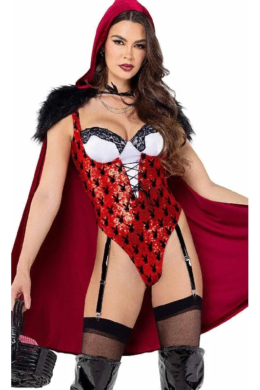 Elven Cosplay Lingerie for WomenSS-Playboy Red Hooded Enchated Forest Costume