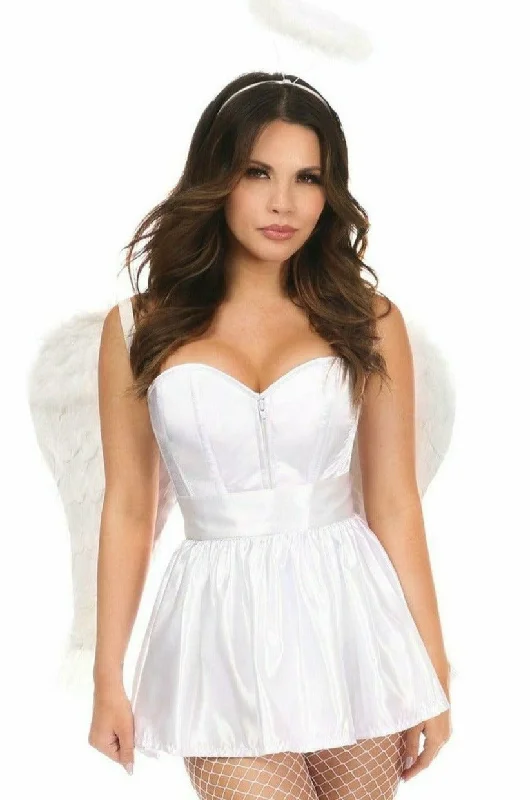 Women's Cosplay Inspired Babydoll LingerieLavish 4 PC Sexy Angel Corset Costume