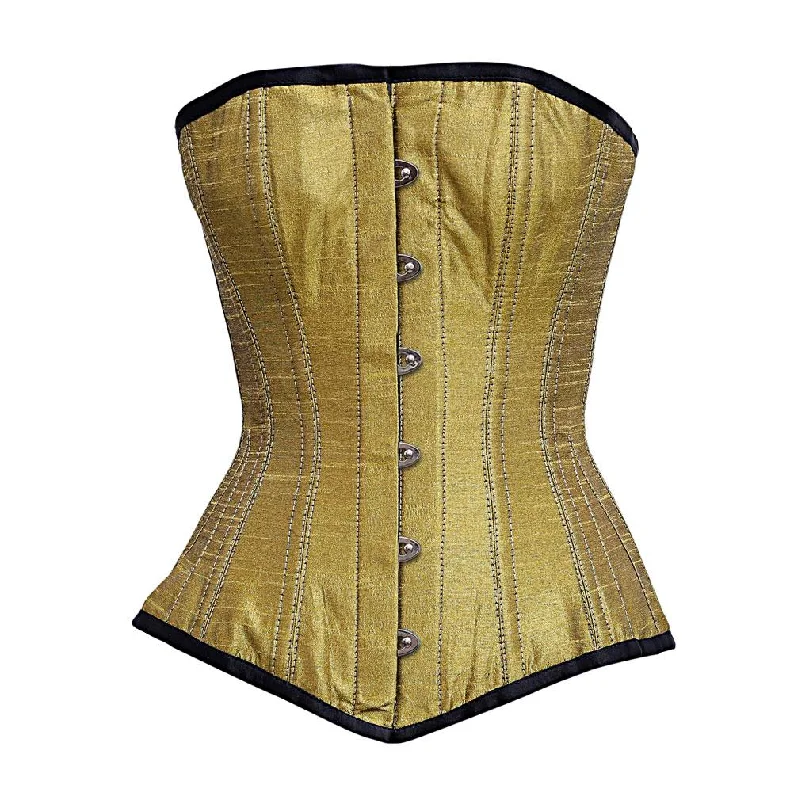 Gothic - inspired bustiers featuring dark colors and studsDebruyn Golden dupion Overbust Corset Gothic - inspired bustiers featuring dark colors and studsDebruyn Golden dupion Overbust Corset