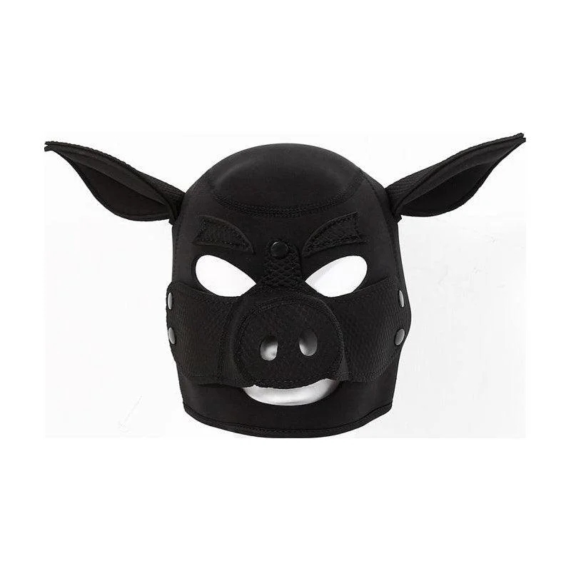 Women's Lingerie with Modern PrintsNeoprene Pig Mask Black