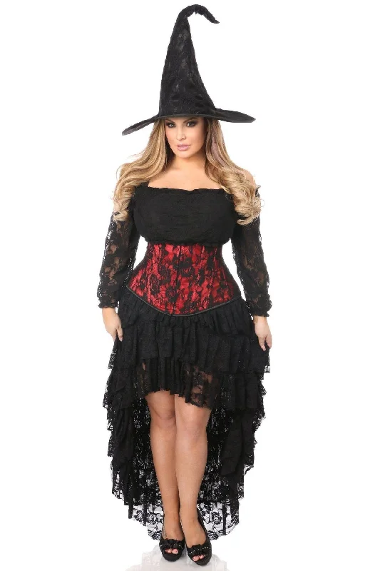 Women's Fantasy Lingerie for Cosplay EventsLavish 4 Piece Lace Witch Corset Costume
