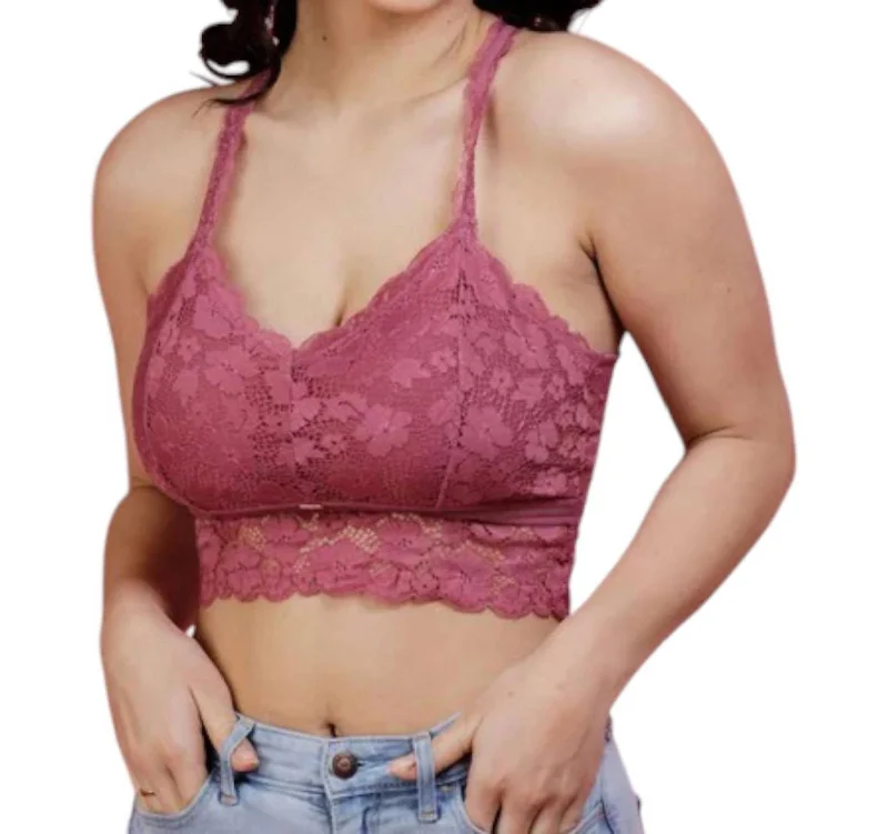 Women's Sheer Lingerie NightgownsDeluxe Juliette Lace Bralette In Tea Rose