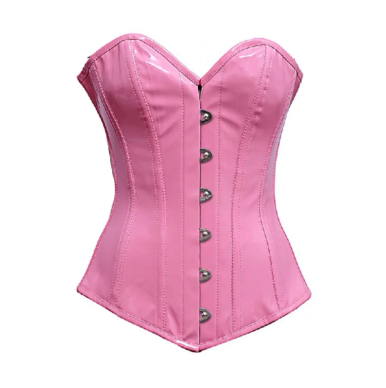 Polka - dot bustiers for a fun and retro appearanceAlexia Pink PVC Vinyl Longline Corset Polka - dot bustiers for a fun and retro appearanceAlexia Pink PVC Vinyl Longline Corset
