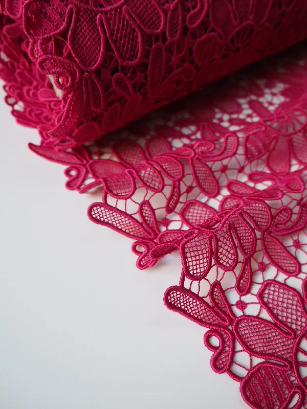 Women's Thermal Lingerie for Cold WeatherFuchsia Daisy Satin Guipure Lace