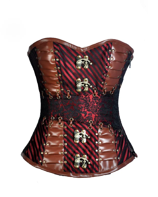 Hollywood - glamour bustiers for a red - carpet effectLoftus Red Brocade & Faux Leather Gothic Corset