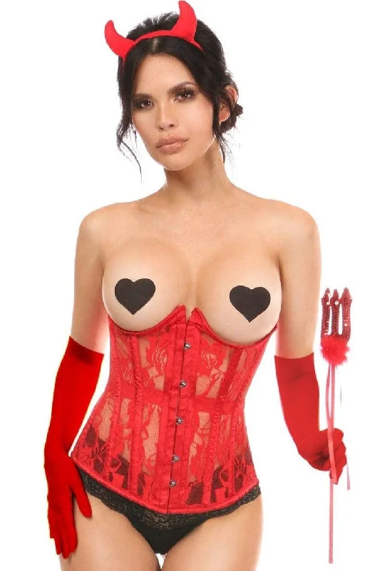 Elven Cosplay Lingerie for Women4 Piece Red Devil Corset Costume