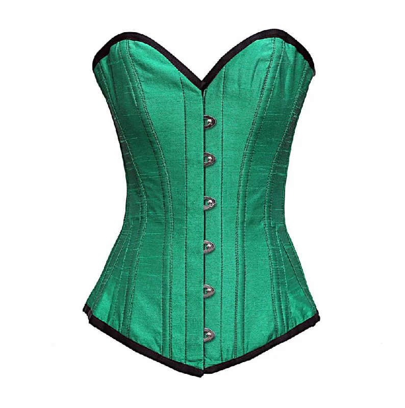 Satin corsets with a shiny and elegant finishJennings Green dupion Longline Corset
