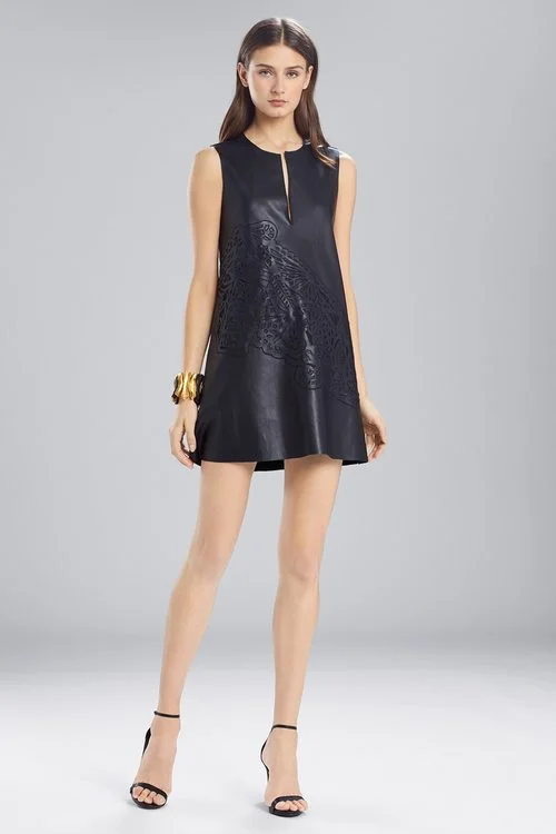Silver - sequined sexy dresses for a futuristic feelFaux Leather Dress With Embroidery Silver - sequined sexy dresses for a futuristic feelFaux Leather Dress With Embroidery