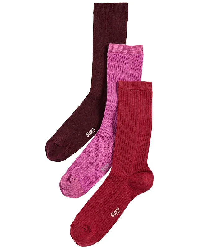 Women's Everyday Wear LingerieSTEMS Set of 3 Cashmere-Blend Crew Sock