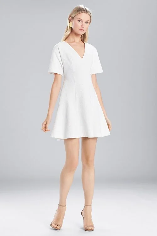 White sexy dresses for a pure and innocent charmTextured Cotton Short Sleeve Dress