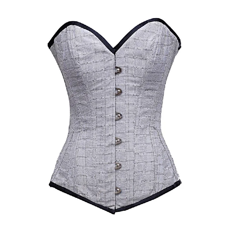 Vintage - style women's bustiers with lace and bowsAbigil Silver dupion Longline Corset Vintage - style women's bustiers with lace and bowsAbigil Silver dupion Longline Corset