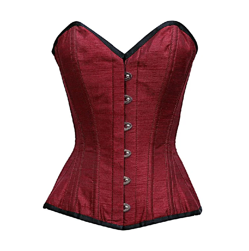 Steampunk - themed bustiers with brass accentsHans Maroon dupion Overbust Corset