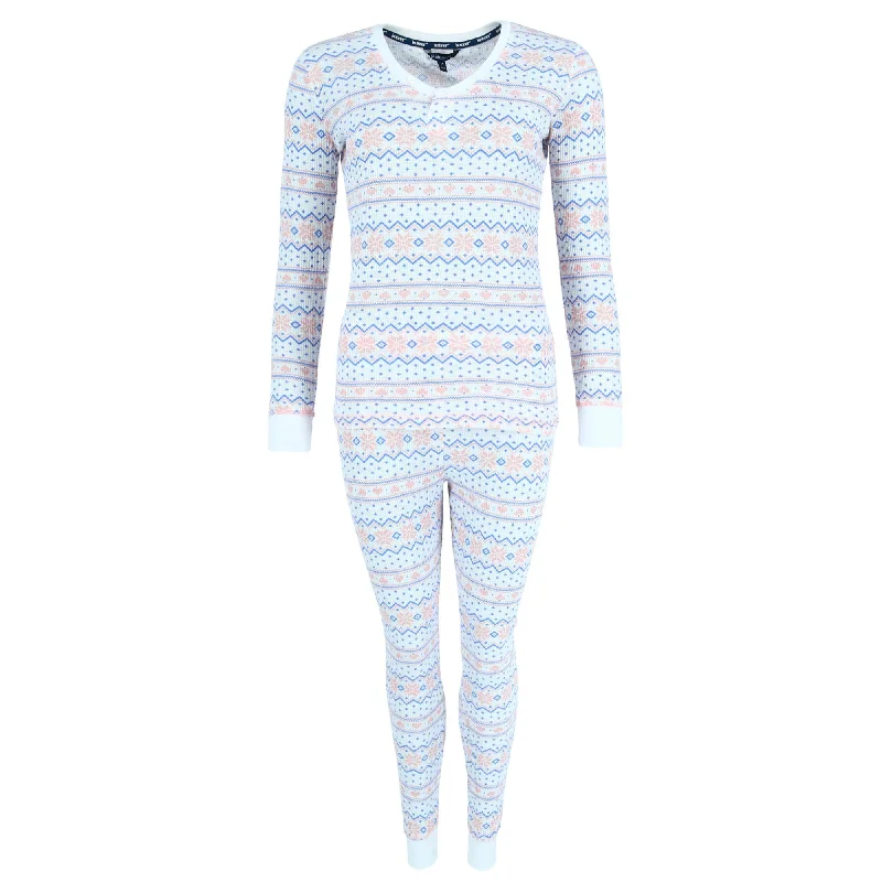 Women's Sports Lingerie for Active WearWomen's Printed Waffle Weave Thermal Top and Bottom Set Women's Sports Lingerie for Active WearWomen's Printed Waffle Weave Thermal Top and Bottom Set
