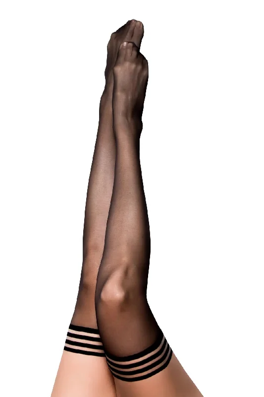 Eco-Friendly Tights for Women1315 KIX'IES TAYLOR BLACK SHEER THIGH-HIGHS