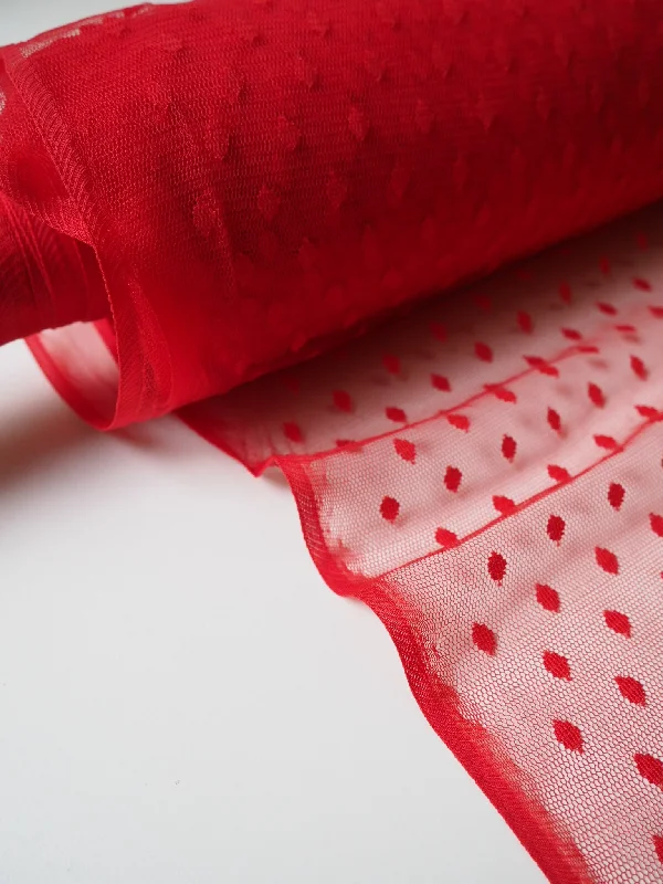 Luxury Lingerie for Special OccasionsRed Swiss Dot Stretch Tulle