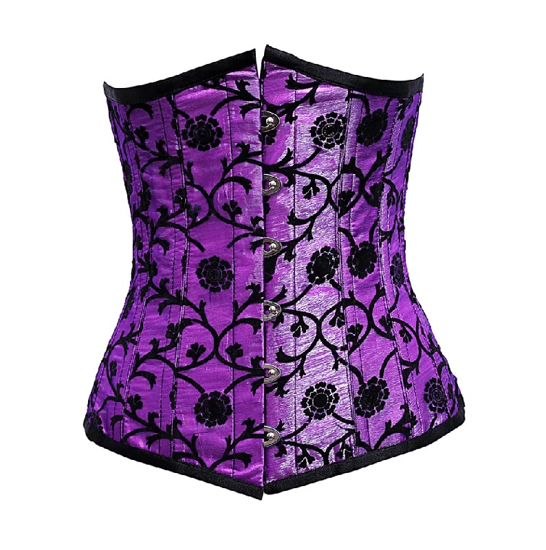 Halloween - themed corsets for a spooky costumeBrianna Purple Corset With Tissue Flocking Halloween - themed corsets for a spooky costumeBrianna Purple Corset With Tissue Flocking