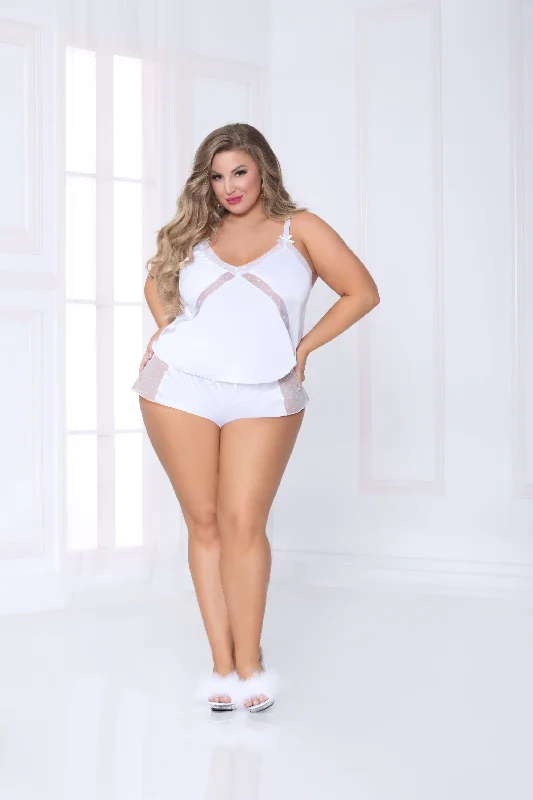 Women's Tummy Control Lingerie Smooth Operator Cami Set STM-11003X White 3/4X