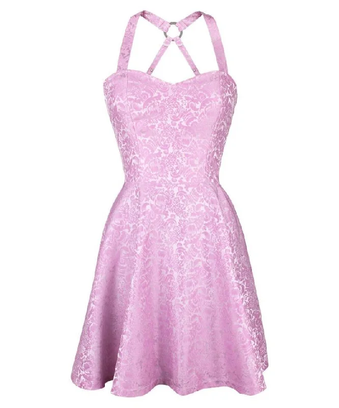 Pastel - colored corsets for a soft and feminine appealCadel Pink Skater Dress in Brocade Pastel - colored corsets for a soft and feminine appealCadel Pink Skater Dress in Brocade