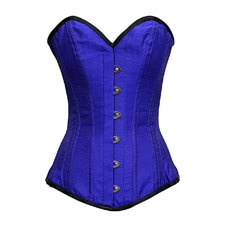 Supportive bustiers for large - busted womenWatson Blue dupion Longline Corset