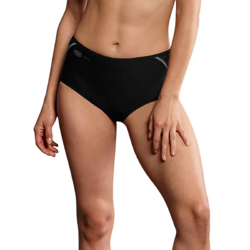 Women's Satin Sleepwear LingerieWomen's High Waist Sports Panty In Black