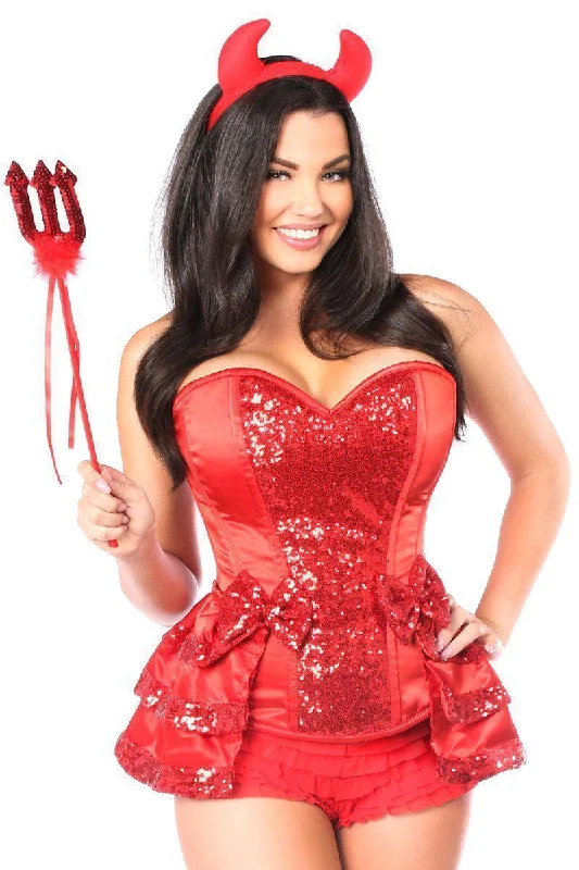 Women's Video Game Character Cosplay LingerieTop Drawer 5 PC Red Hot Devil Costume