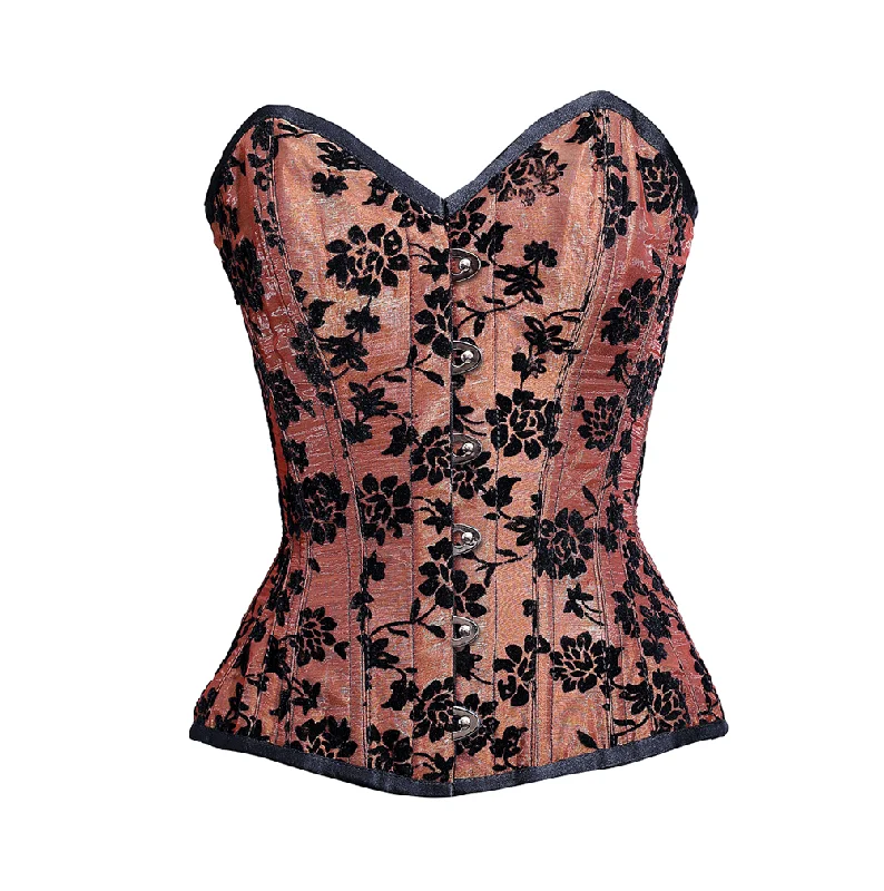 Vintage - style women's bustiers with lace and bowsDevlin Overbust Corset In Tissue Flocking Vintage - style women's bustiers with lace and bowsDevlin Overbust Corset In Tissue Flocking