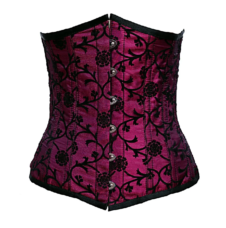 Brocade bustiers with a rich and textured appearanceLynn Magenta Corset With Tissue Flocking