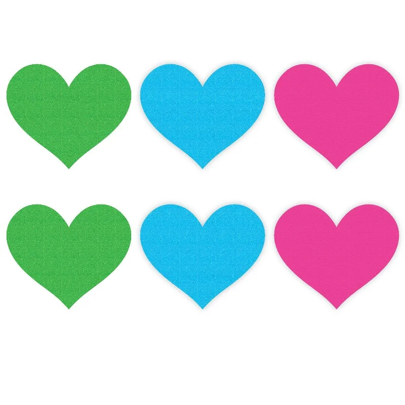 Affordable Lingerie for WomenNeon Heart Pasties 3 Pk Green/Blue/Pink