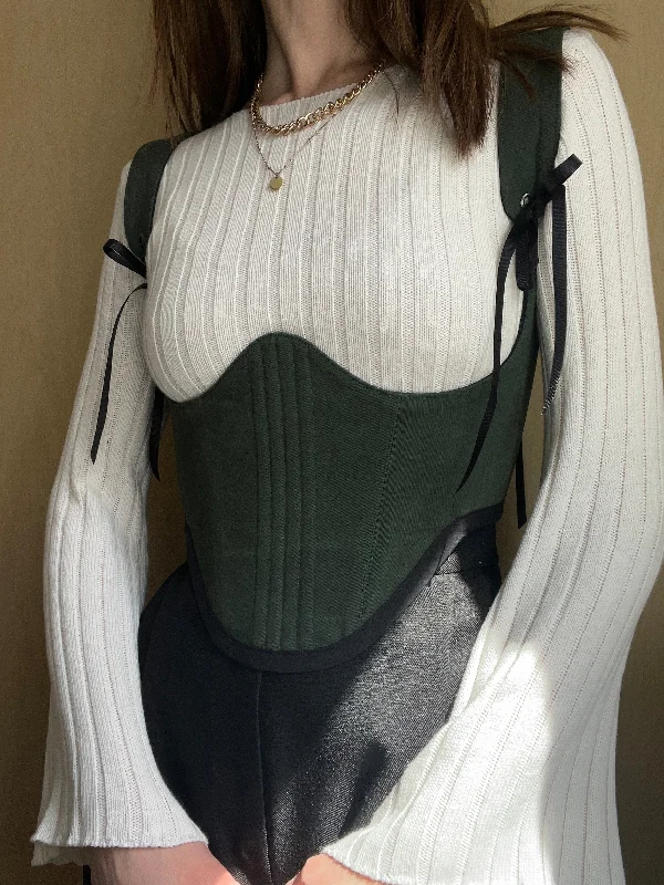 Compression bustiers for a slimming effectRebersible Black/ marble army green underbust corsage Compression bustiers for a slimming effectRebersible Black/ marble army green underbust corsage