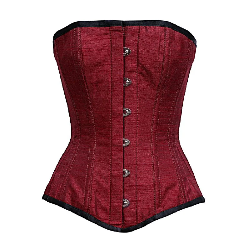 Steampunk - themed bustiers with brass accentsAubrey Maroon dupion Overbust Corset