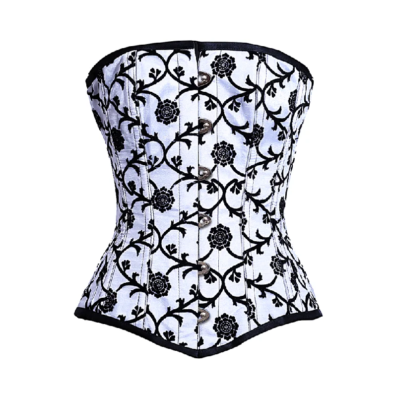 Velvet bustiers for a soft and plush feelMapi White Overbust Corset With Tissue Flocking Velvet bustiers for a soft and plush feelMapi White Overbust Corset With Tissue Flocking