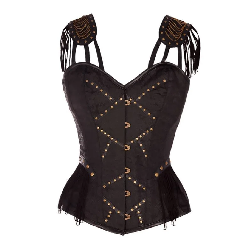 Supportive bustiers for large - busted womenEthan Black Brocade Corset with Shoulder Straps Supportive bustiers for large - busted womenEthan Black Brocade Corset with Shoulder Straps