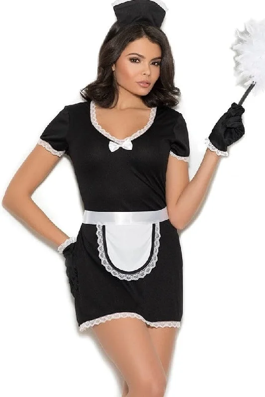 Gothic Cosplay Lingerie Set for Women4 Piece Flirty Maid Costume W/Accessories