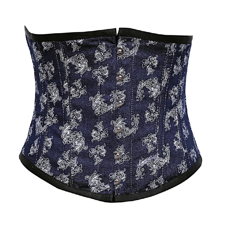 Pastel - colored corsets for a soft and feminine appealFinch Floral Print On Denim Underbust Corset Pastel - colored corsets for a soft and feminine appealFinch Floral Print On Denim Underbust Corset