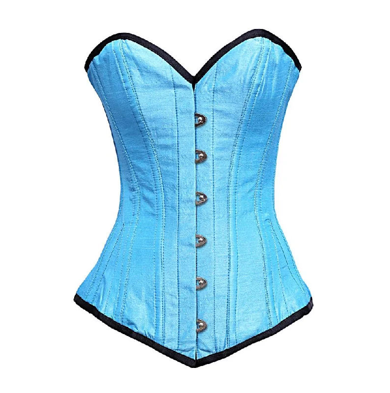 Adjustable - strap bustiers for a customized fitMalan Turquoise dupion Longline Corset Adjustable - strap bustiers for a customized fitMalan Turquoise dupion Longline Corset