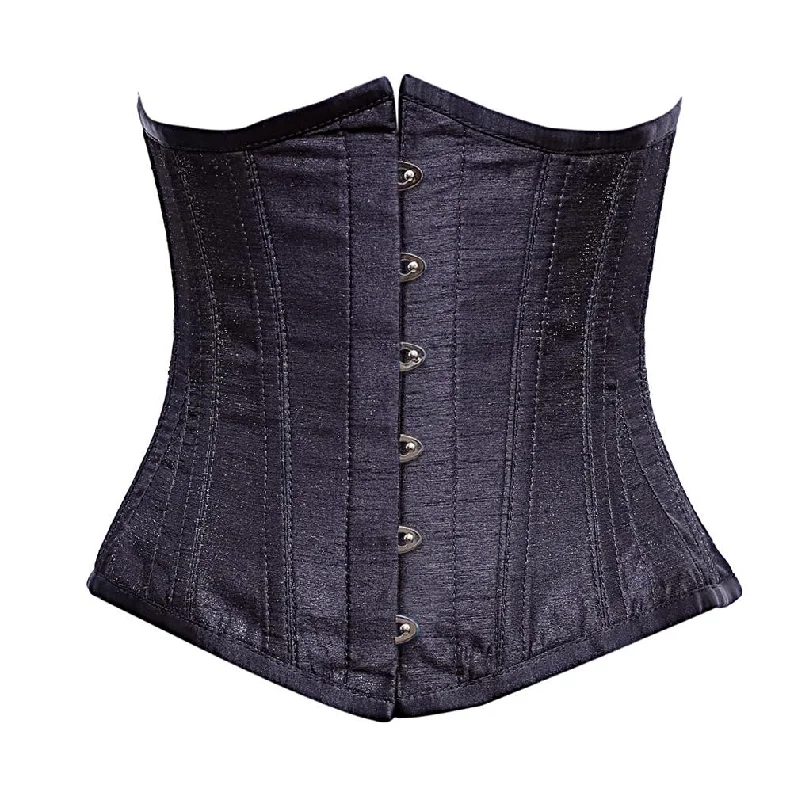 Steampunk - themed bustiers with brass accentsPlesis Black dupion Underbust Corset