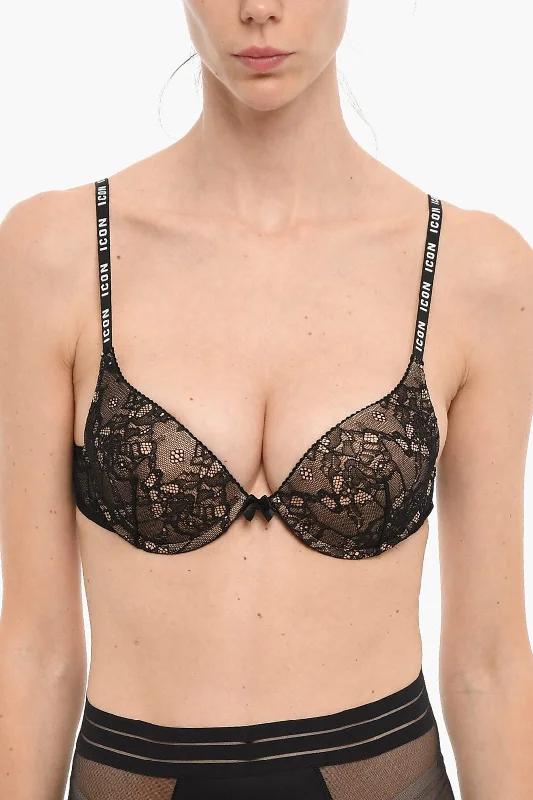 Boudoir Photography Lingerie for WomenDsquared2 Icon Lace Push-Up Bra With Logoed Straps I Roman Numbers