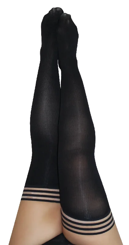 Fashion Tights for Women1303 KIX'IES DANA-LYNN BLACK RIBBED THIGH HIGHS