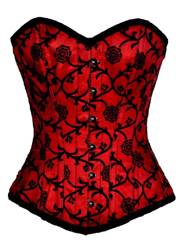 Posture - correcting bustiers for better spinal alignmentELEGANT RED SATIN ON CHAKRI FLOCKING Posture - correcting bustiers for better spinal alignmentELEGANT RED SATIN ON CHAKRI FLOCKING