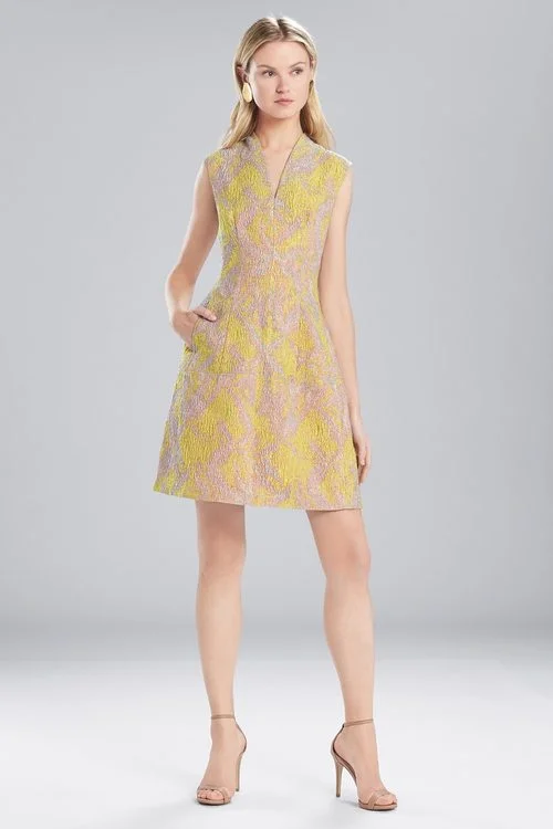 Organza - trimmed sexy dresses for a delicate touchEvening Jacquard V-Neck Dress